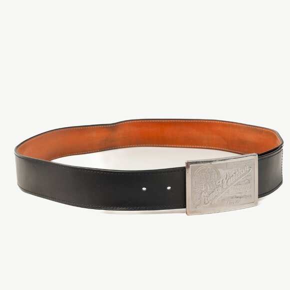 Louis Vuitton Travelling Requisites Black Leather Rectangular-Buckle Belt - Picture 1 of 7